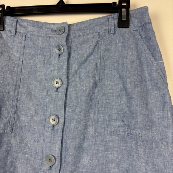 Talbots Blue Linen Button-Front Maxi Skirt Coastal Cottagecore - Picture 4 of 8